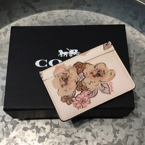 NWT Coach Floral Card Holder ID Case Slim Wallet